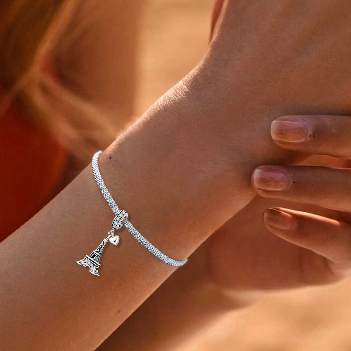 925 Sterling silver Eiffel Tower charm bead