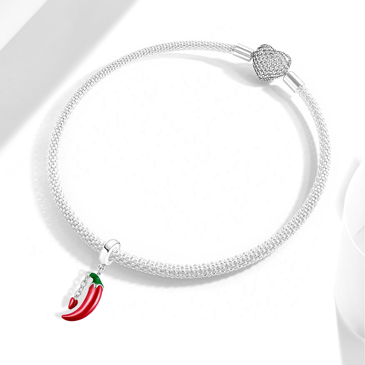 925 Sterling silver chili charm bead