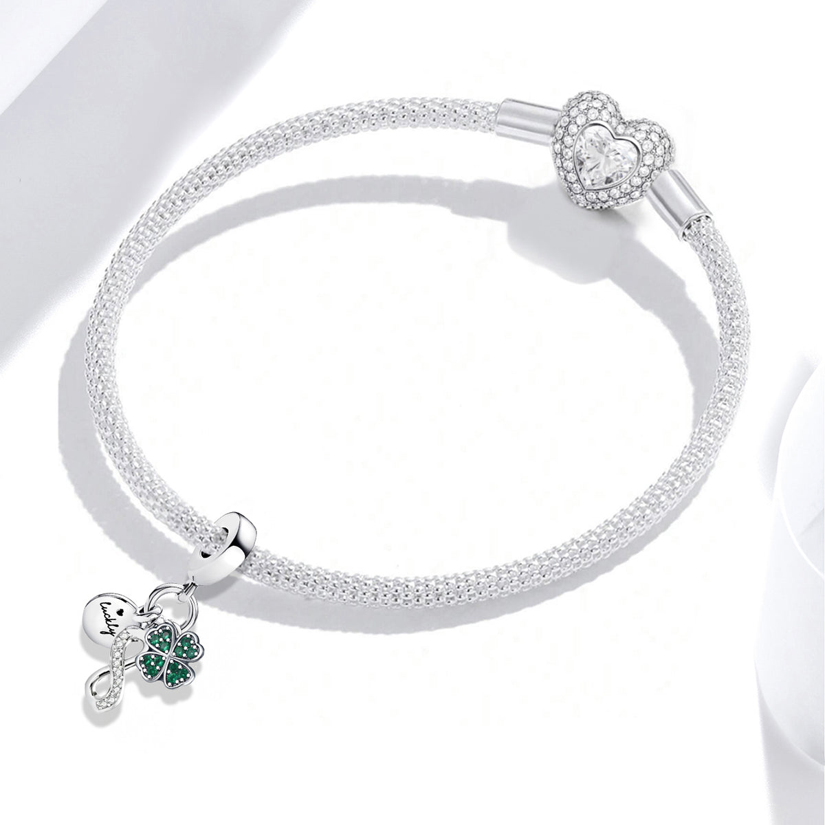 925 Sterling silver four-leaf clover charm bead