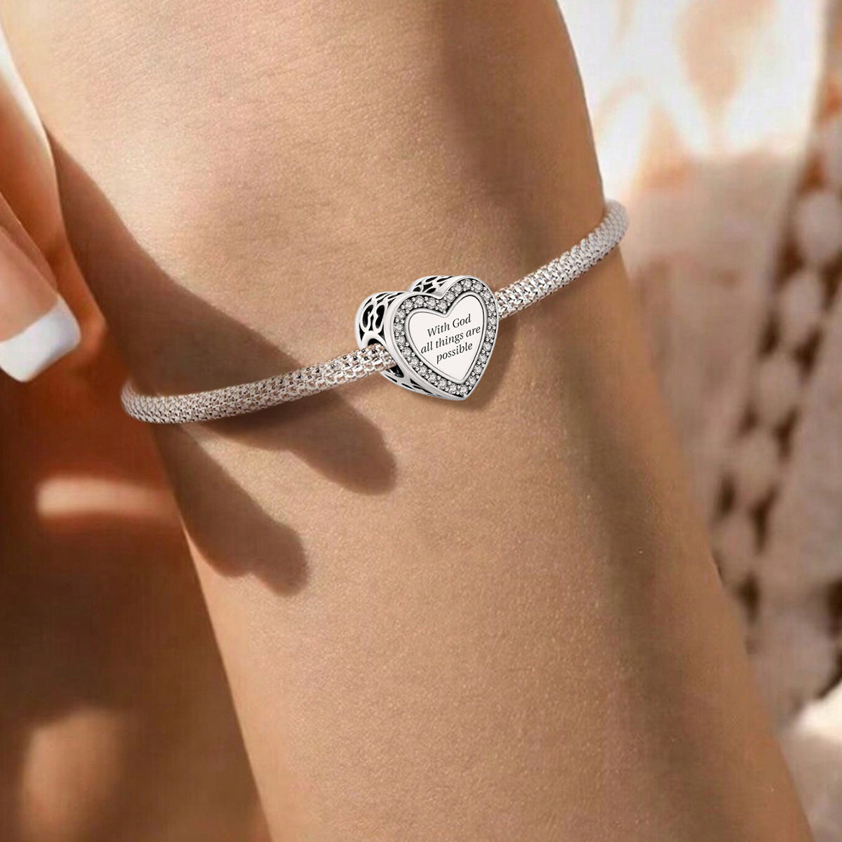 925 Sterling silver heart charm bead