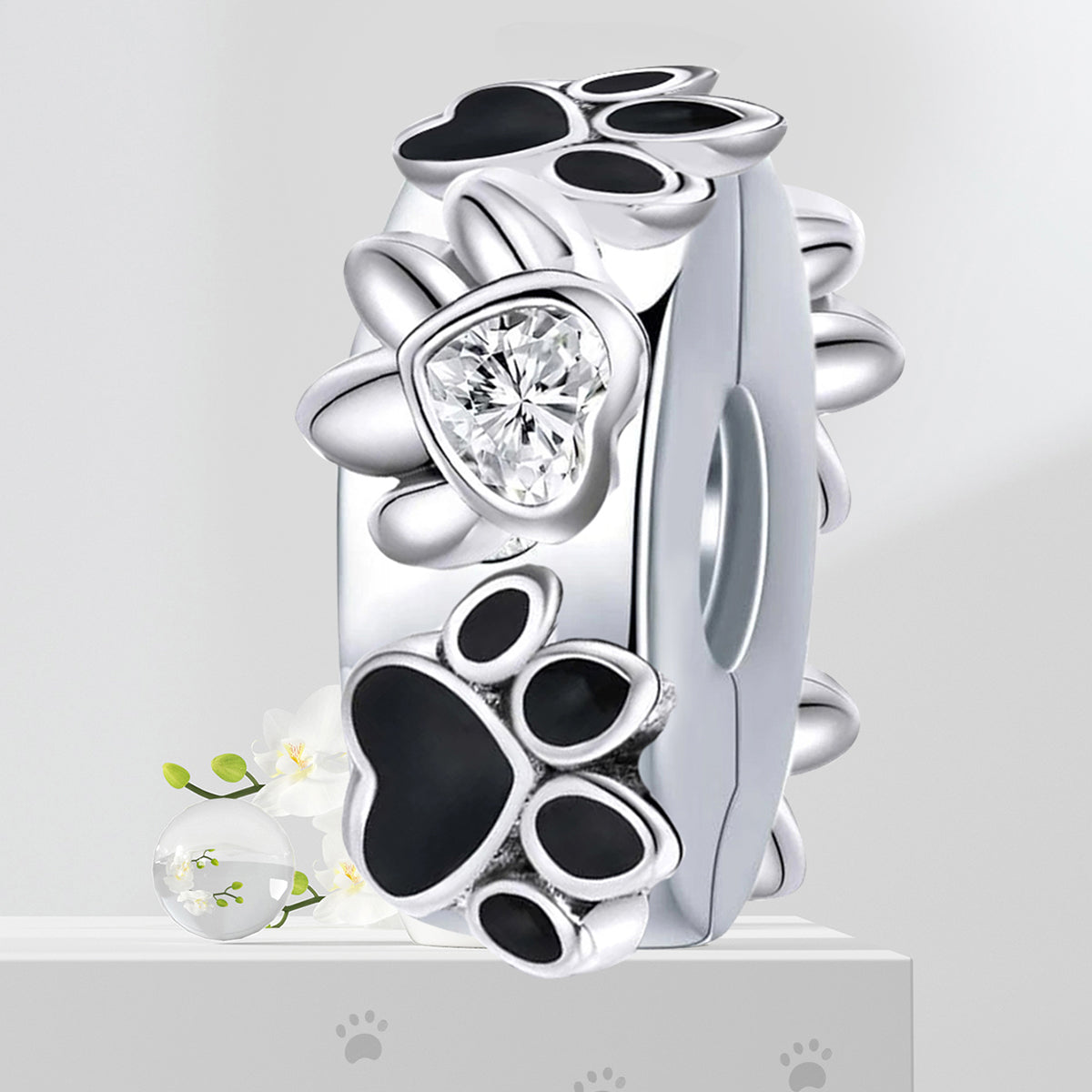 925 Sterling silver rose charm bead