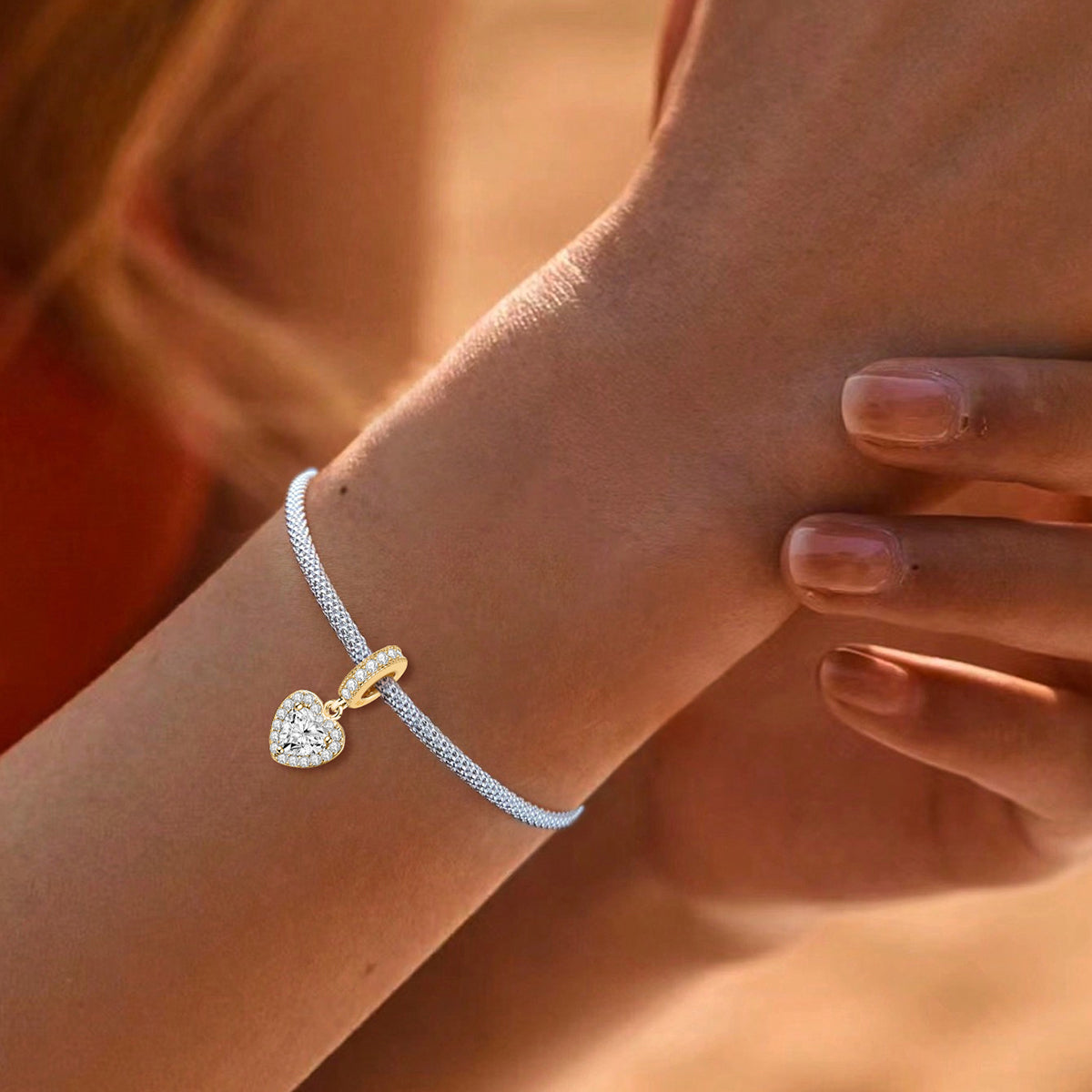 925 Sterling silver heart  charm bead