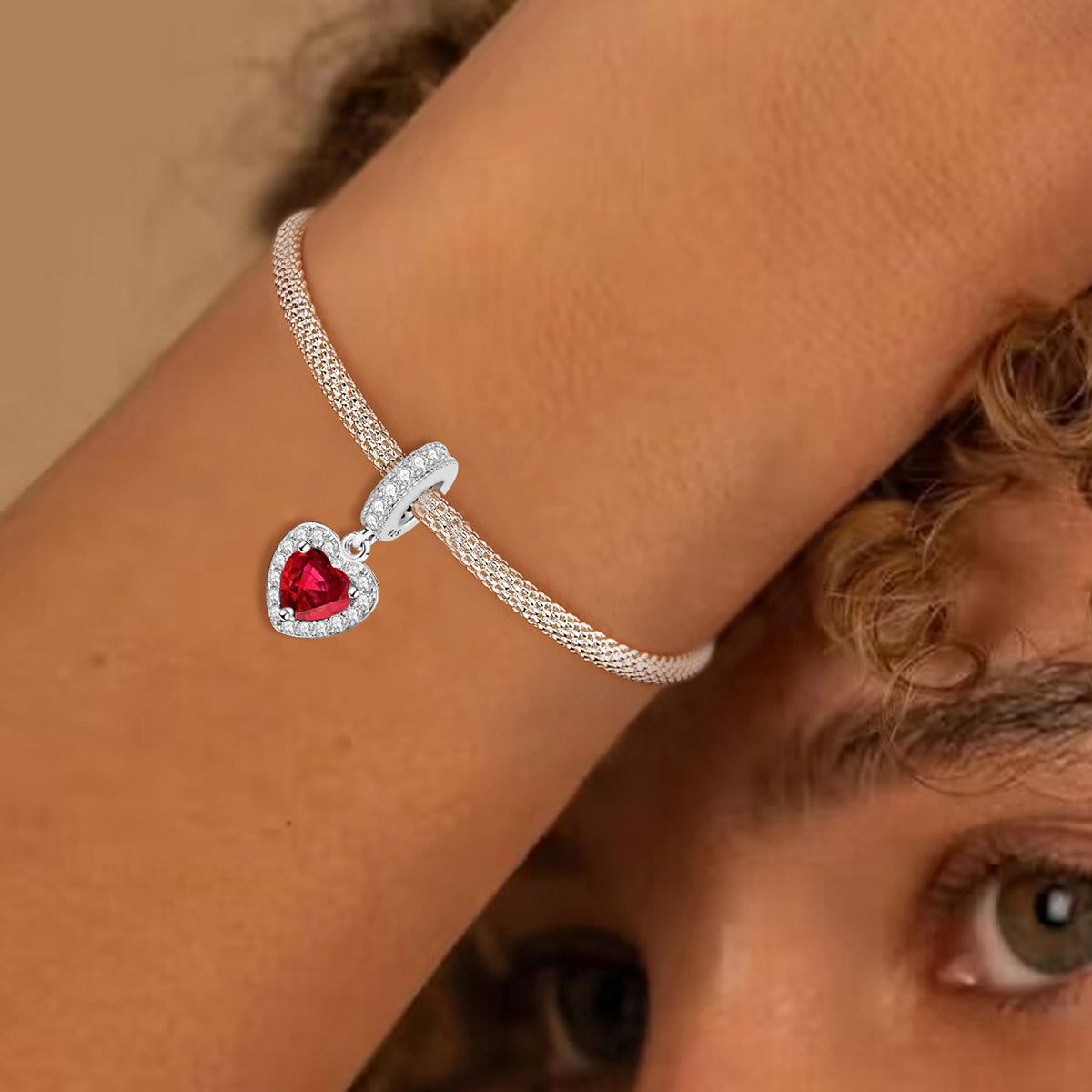 925 Sterling silver heart  charm bead