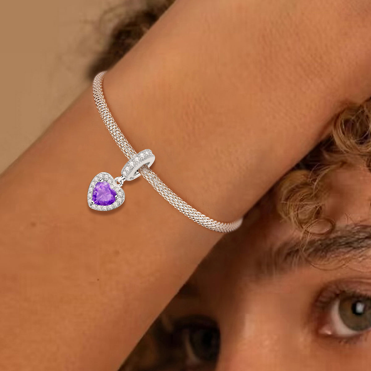 925 Sterling silver heart  charm bead