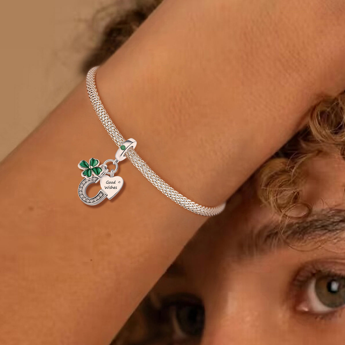 925 Sterling silver four-leaf clover charm bead