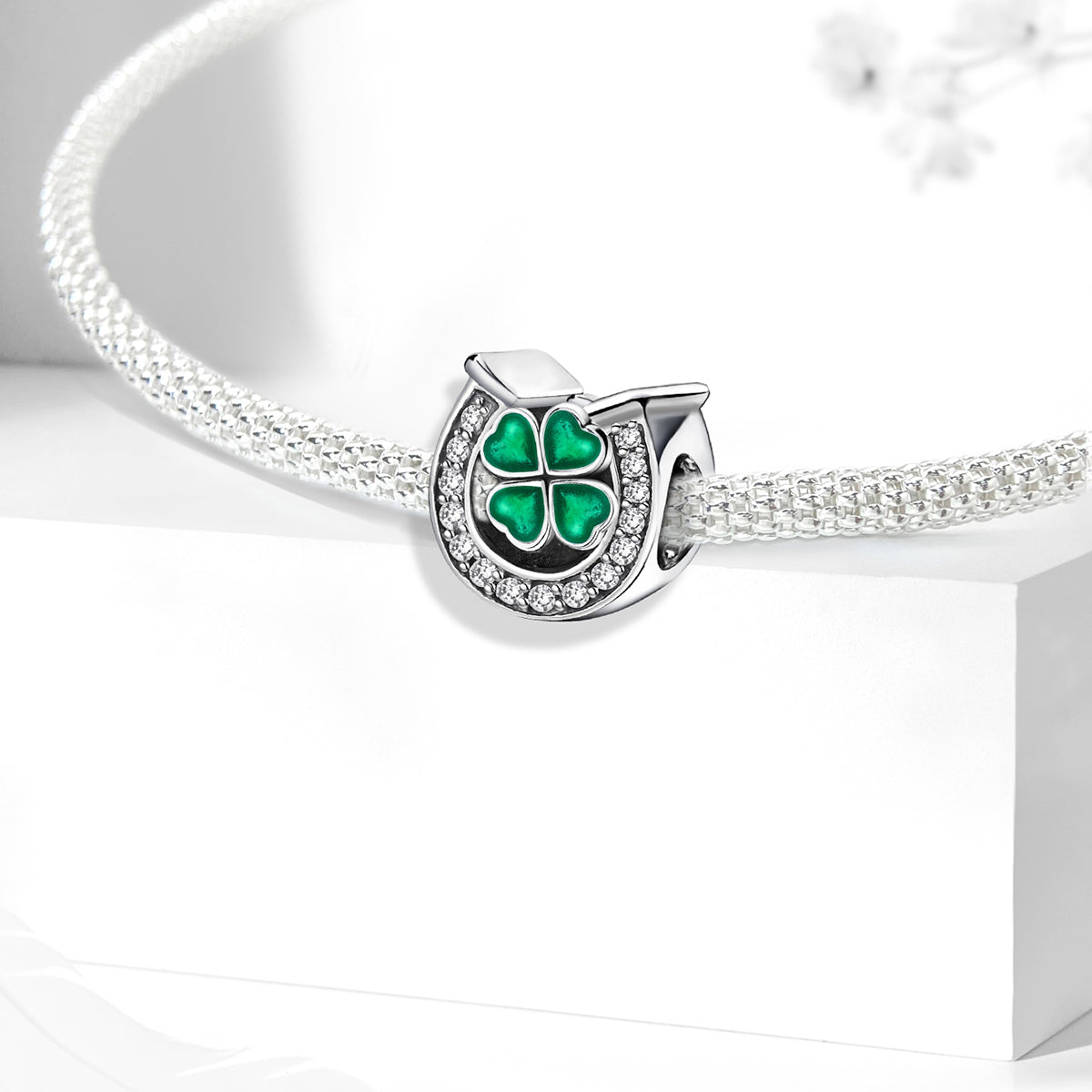 925 Sterling silver four-leaf clover charm bead