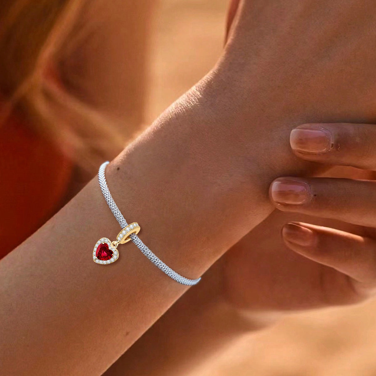 925 Sterling silver heart  charm bead