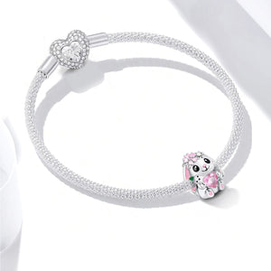 **Rabbit Beads | Black Foam Base + Pink Zirconia | Cute Design**