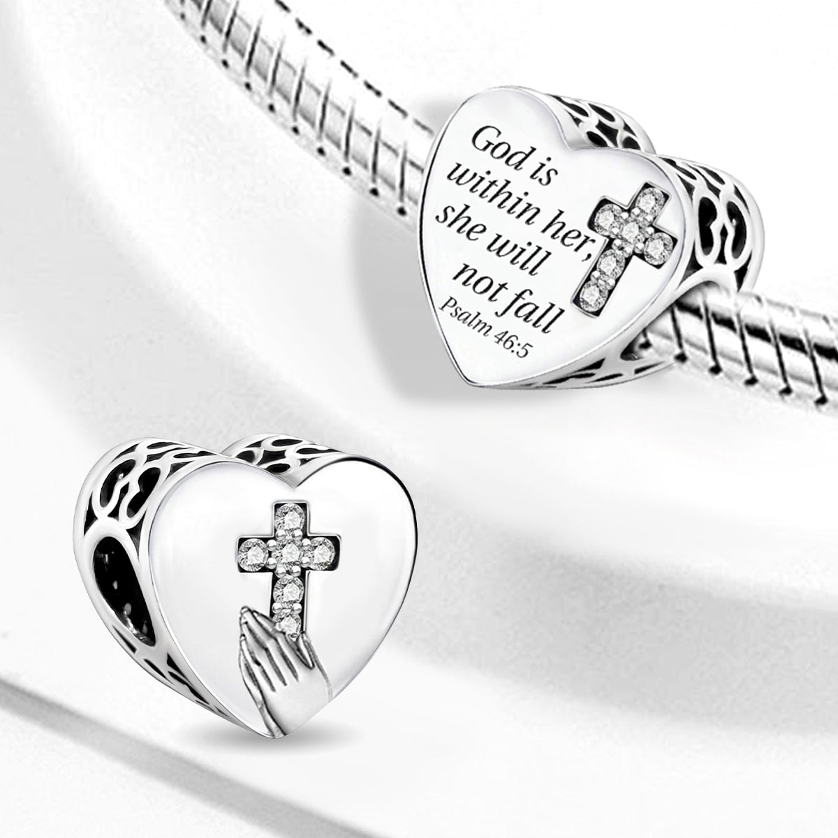 925 Sterling silver heart  charm bead