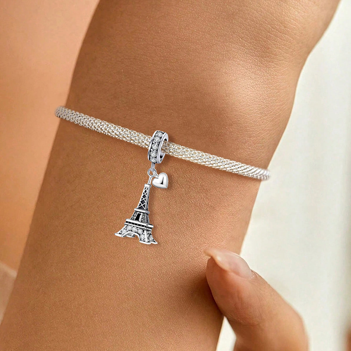 925 Sterling silver Eiffel Tower charm bead