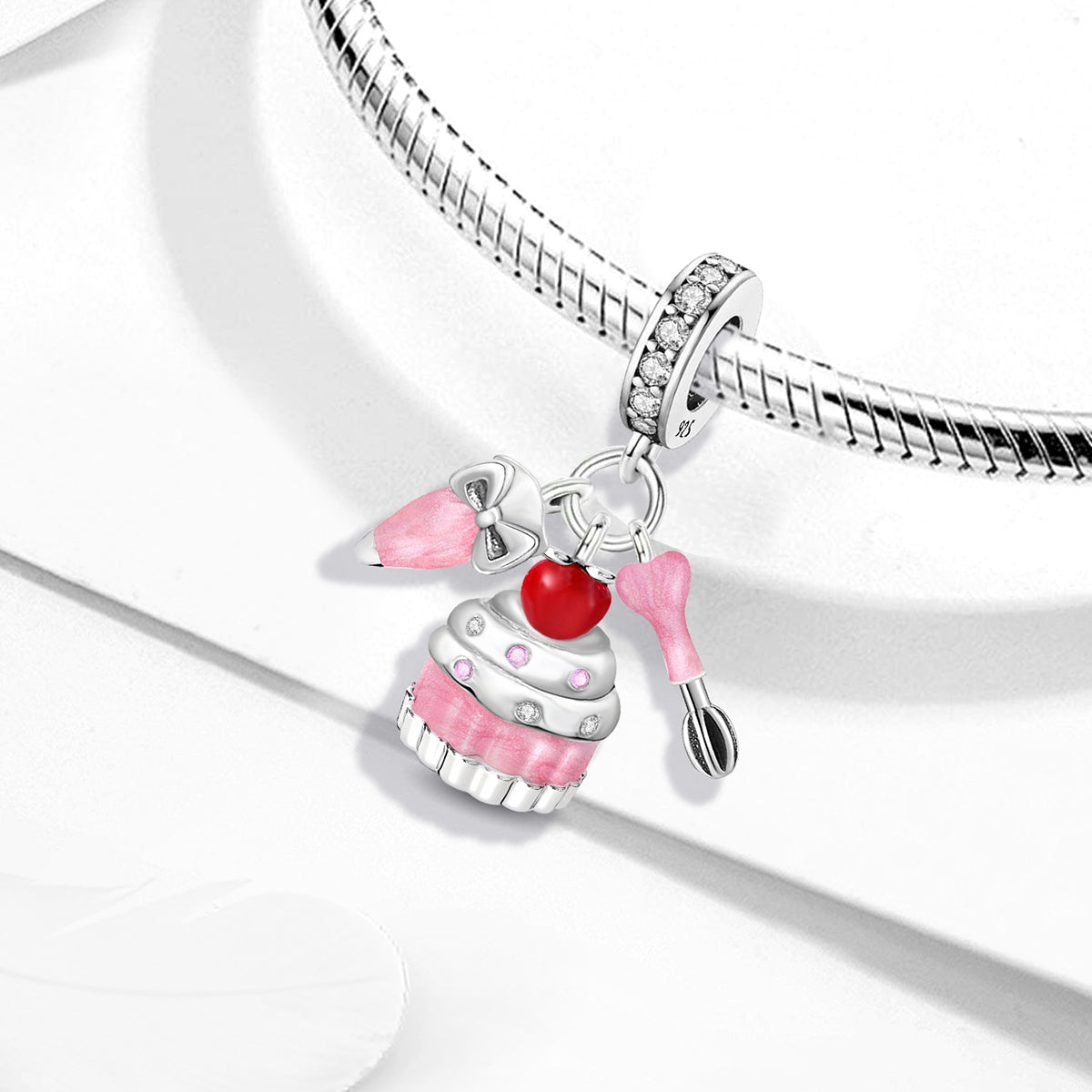 925 Sterling silver cake charm bead