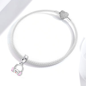 **Earphone Charm | Black Foam + White Zirconia | Trendy Design**