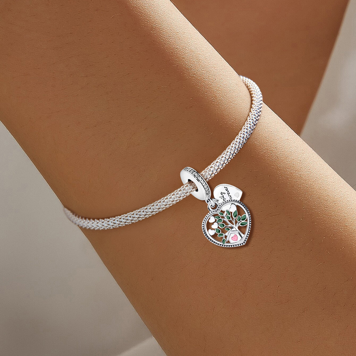 925 Sterling silver heart  charm bead