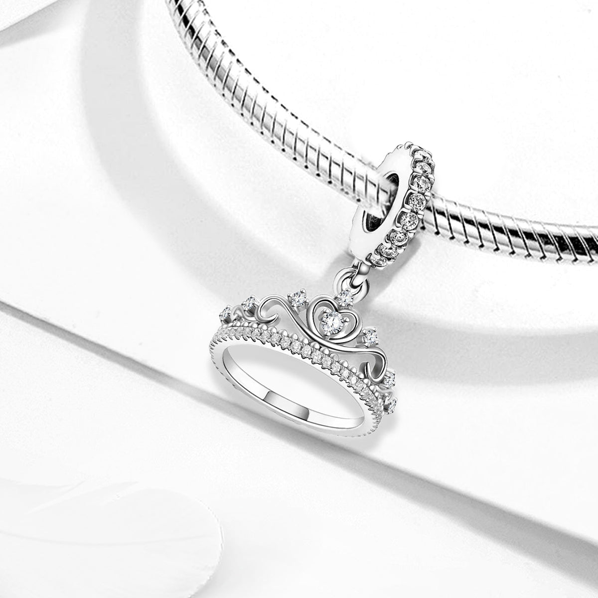 925 Sterling silver crown charm bead