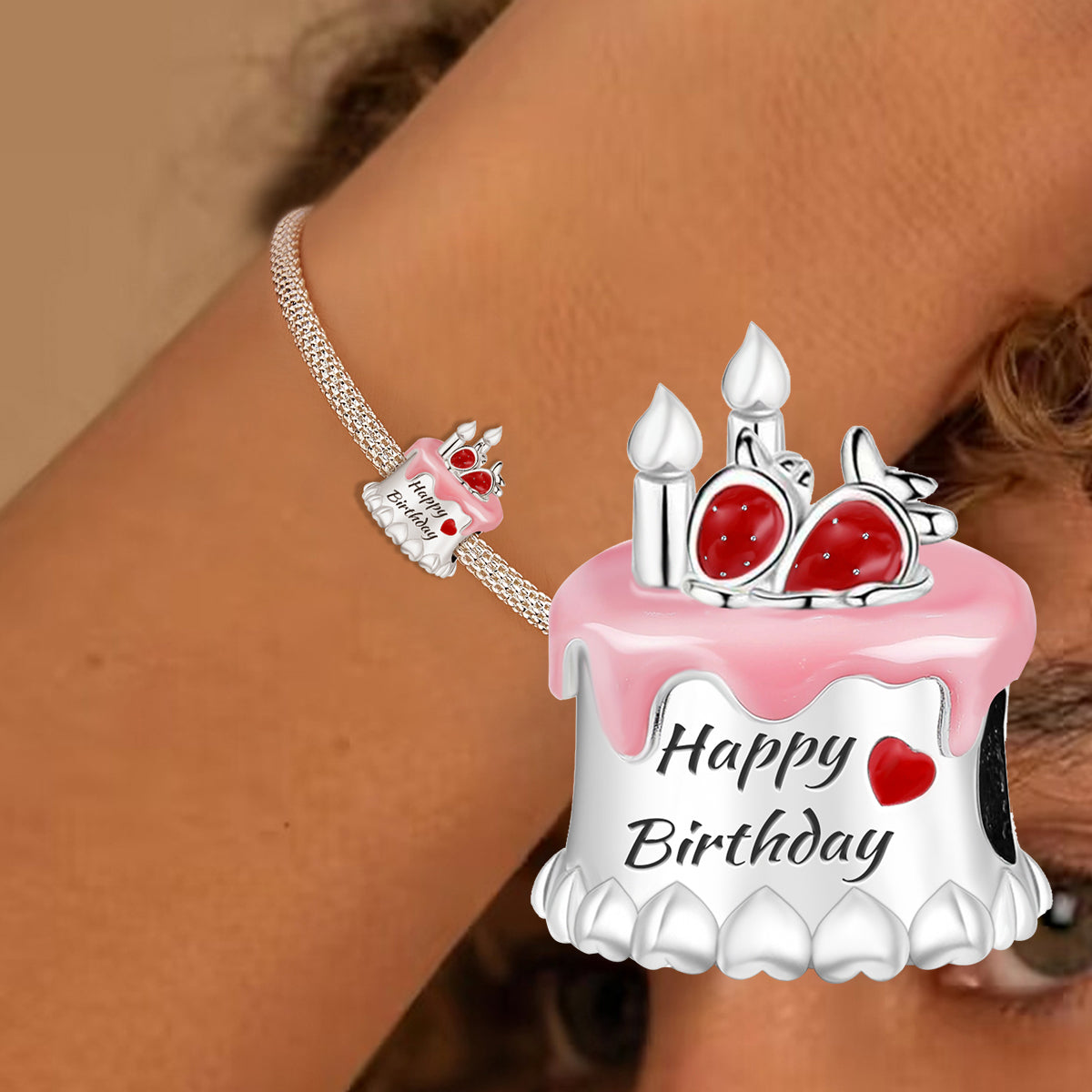 925 Sterling silver cake charm bead