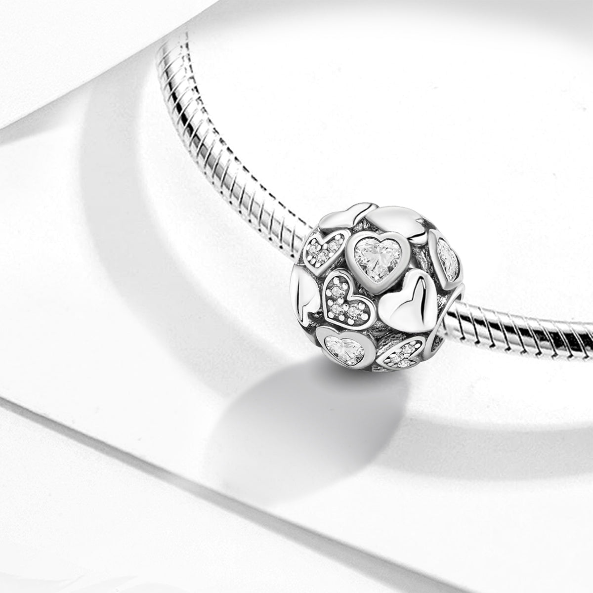 925 Sterling silver heart  charm bead