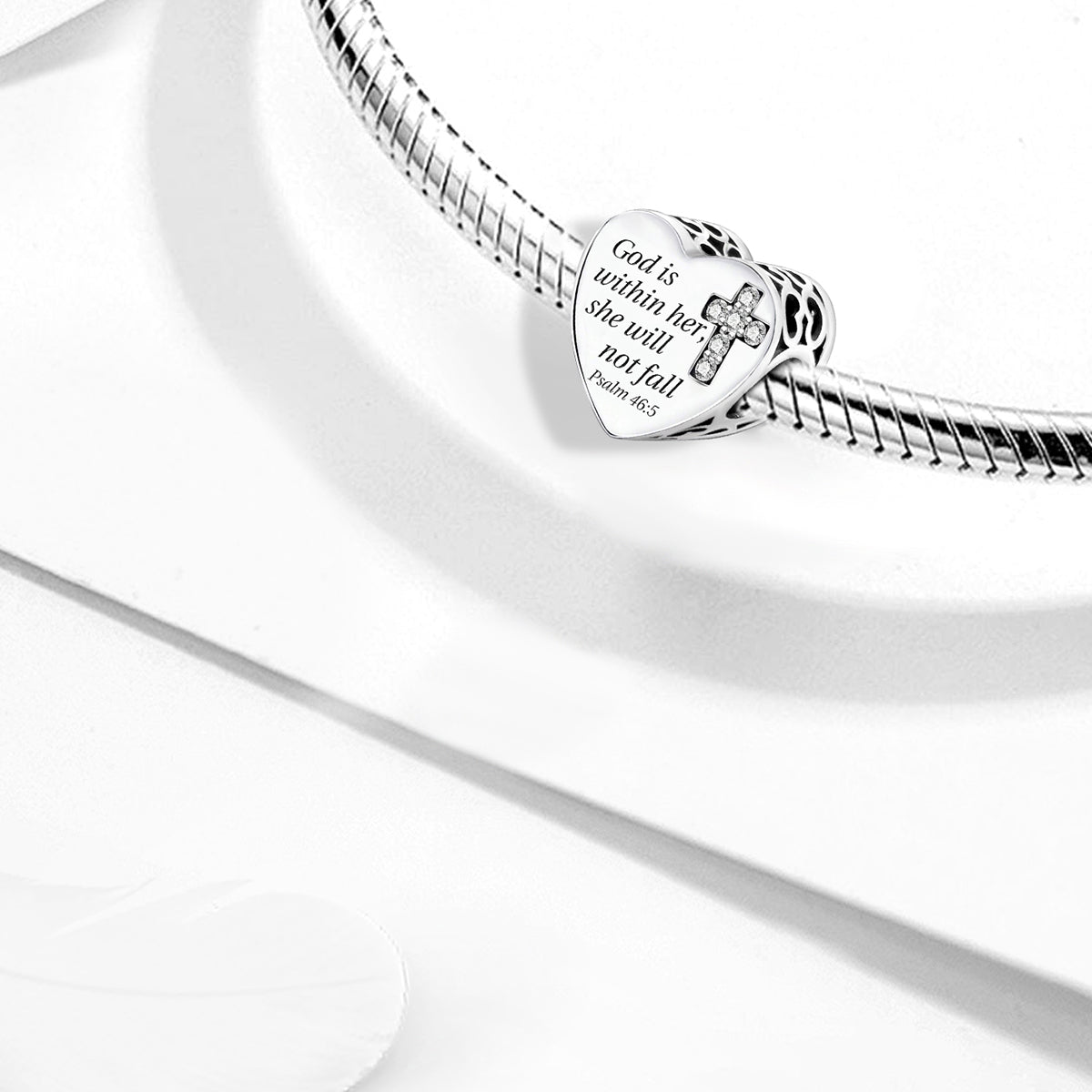 925 Sterling silver heart  charm bead