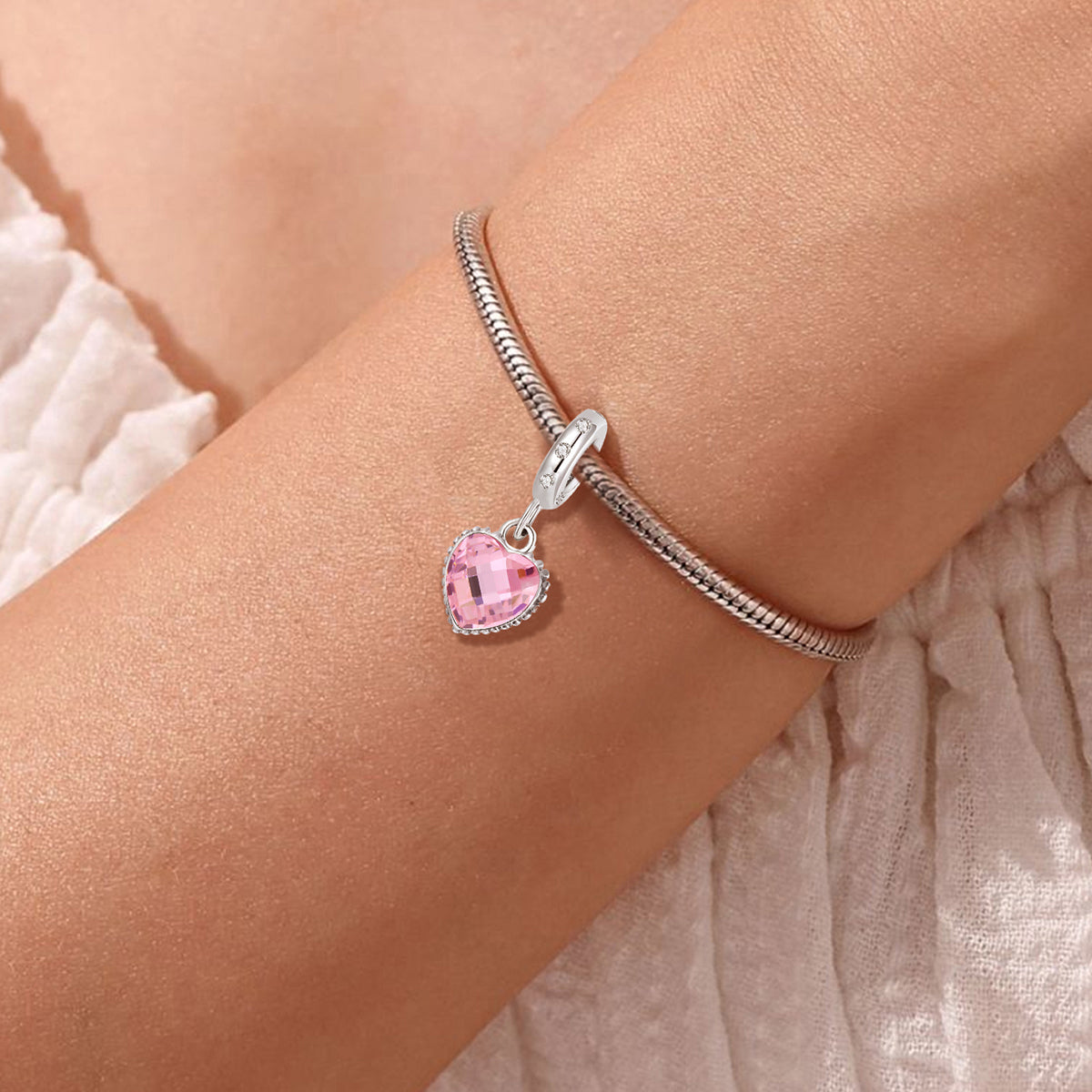 925 Sterling silver heart  charm bead