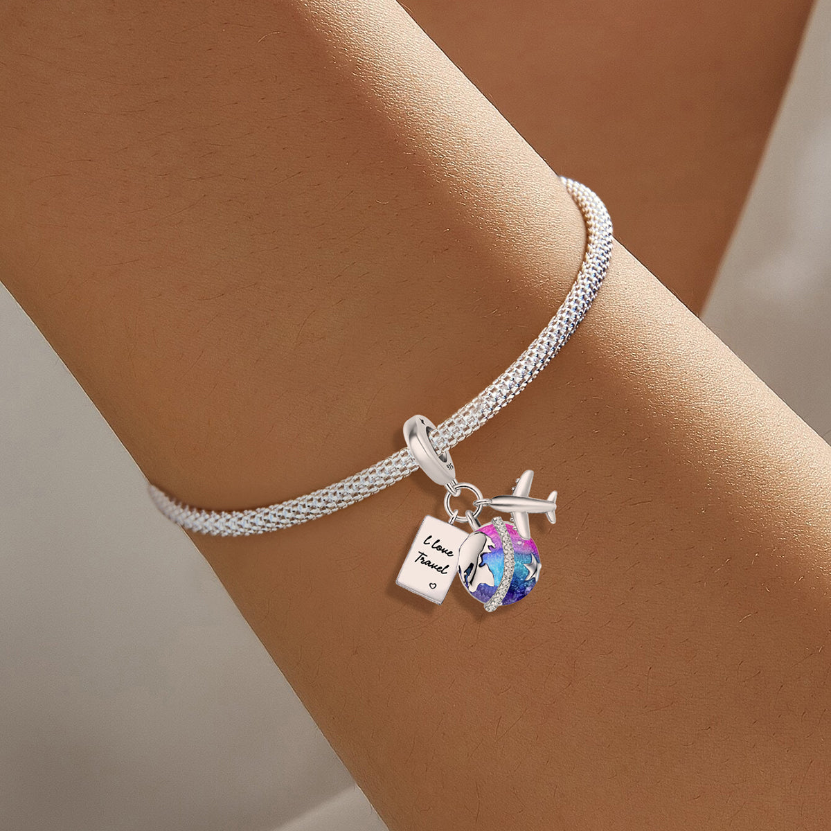 925 Sterling silver airplane charm bead