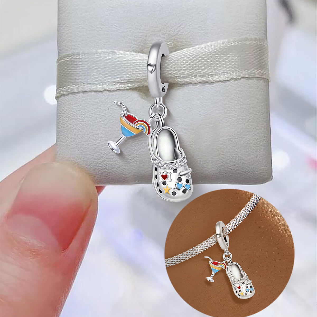 925 Sterling silver shoe charm bead