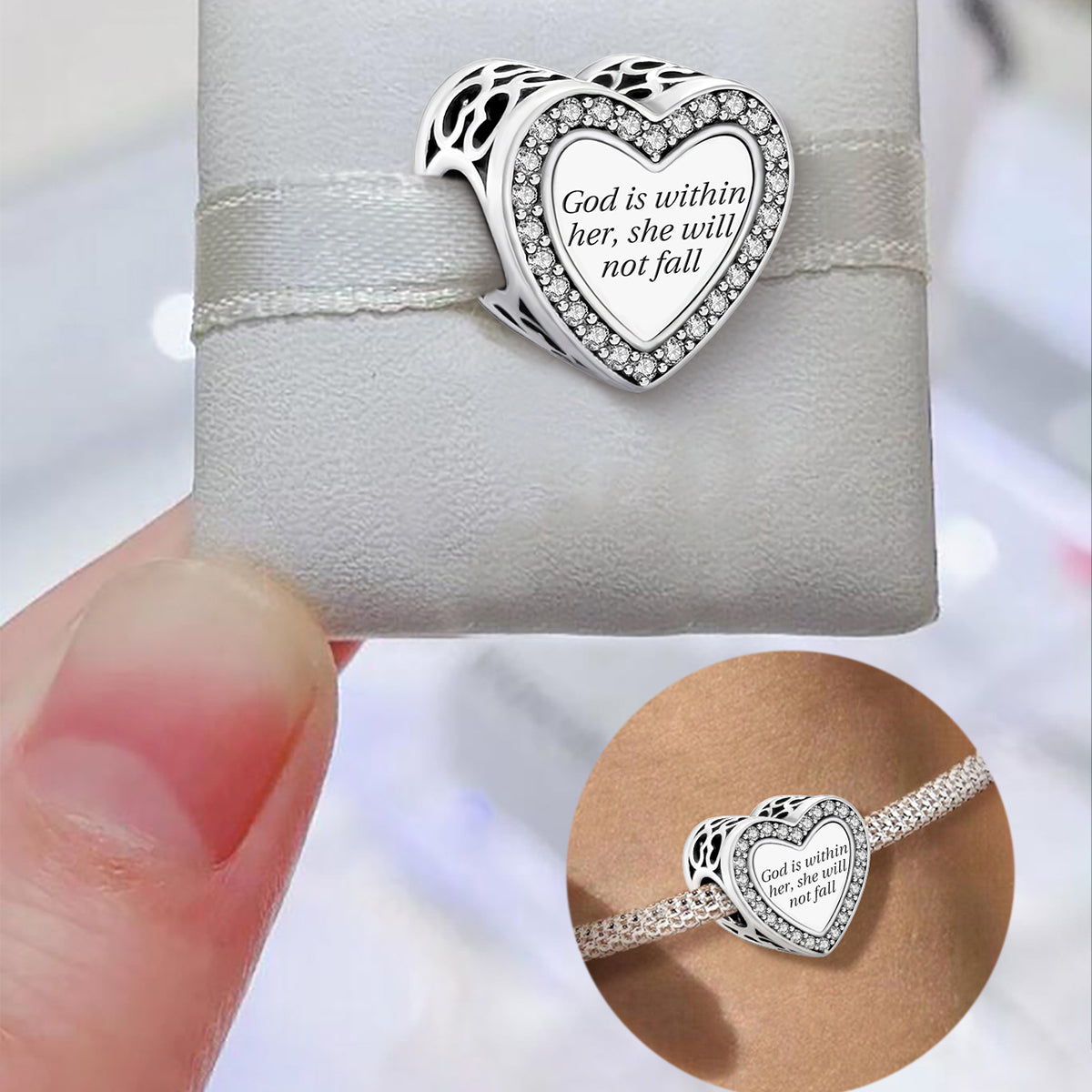 925 Sterling silver heart charm bead