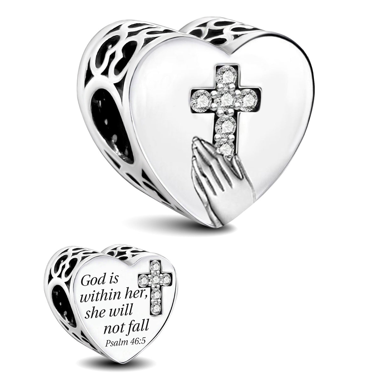 925 Sterling silver heart  charm bead