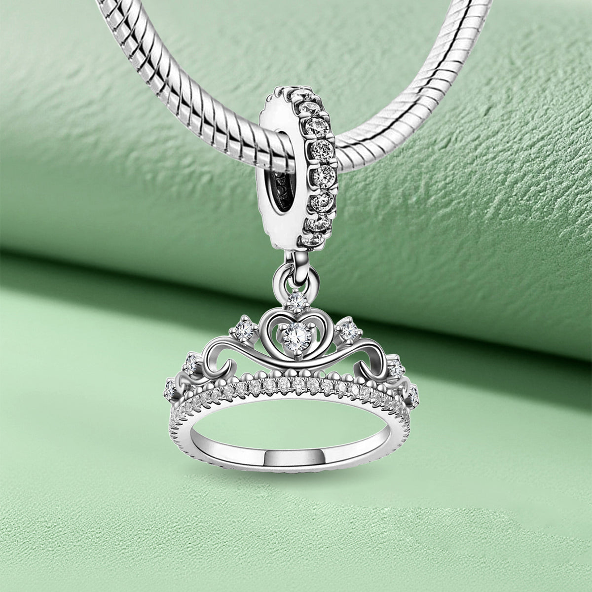 925 Sterling silver crown charm bead