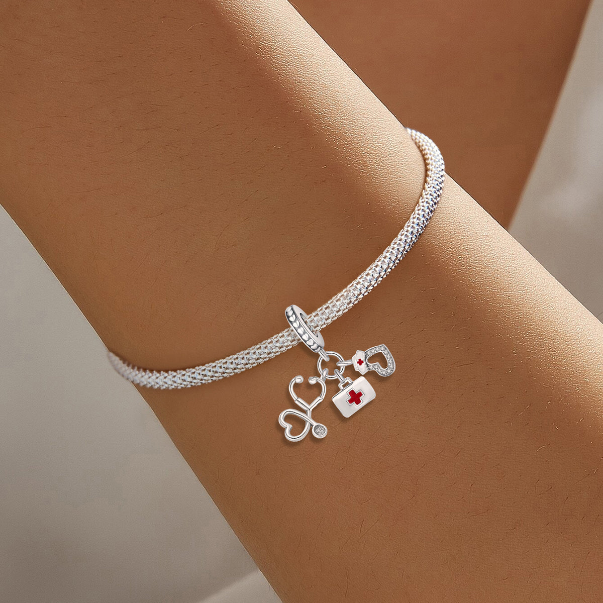 925 Sterling silver first aid kit charm bead