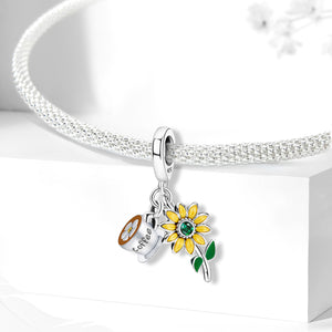 925 Sterling silver sunflower charm bead
