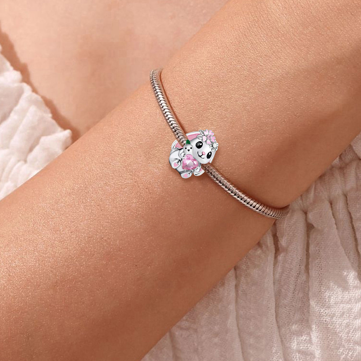 925 Sterling silver rabbit charm bead