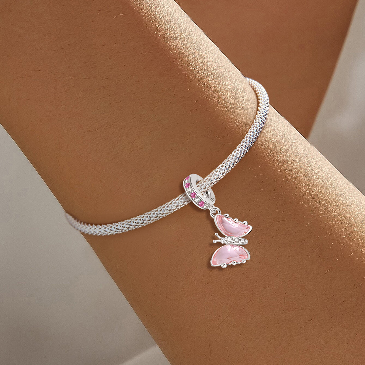 925 Sterling silver butterfly charm bead