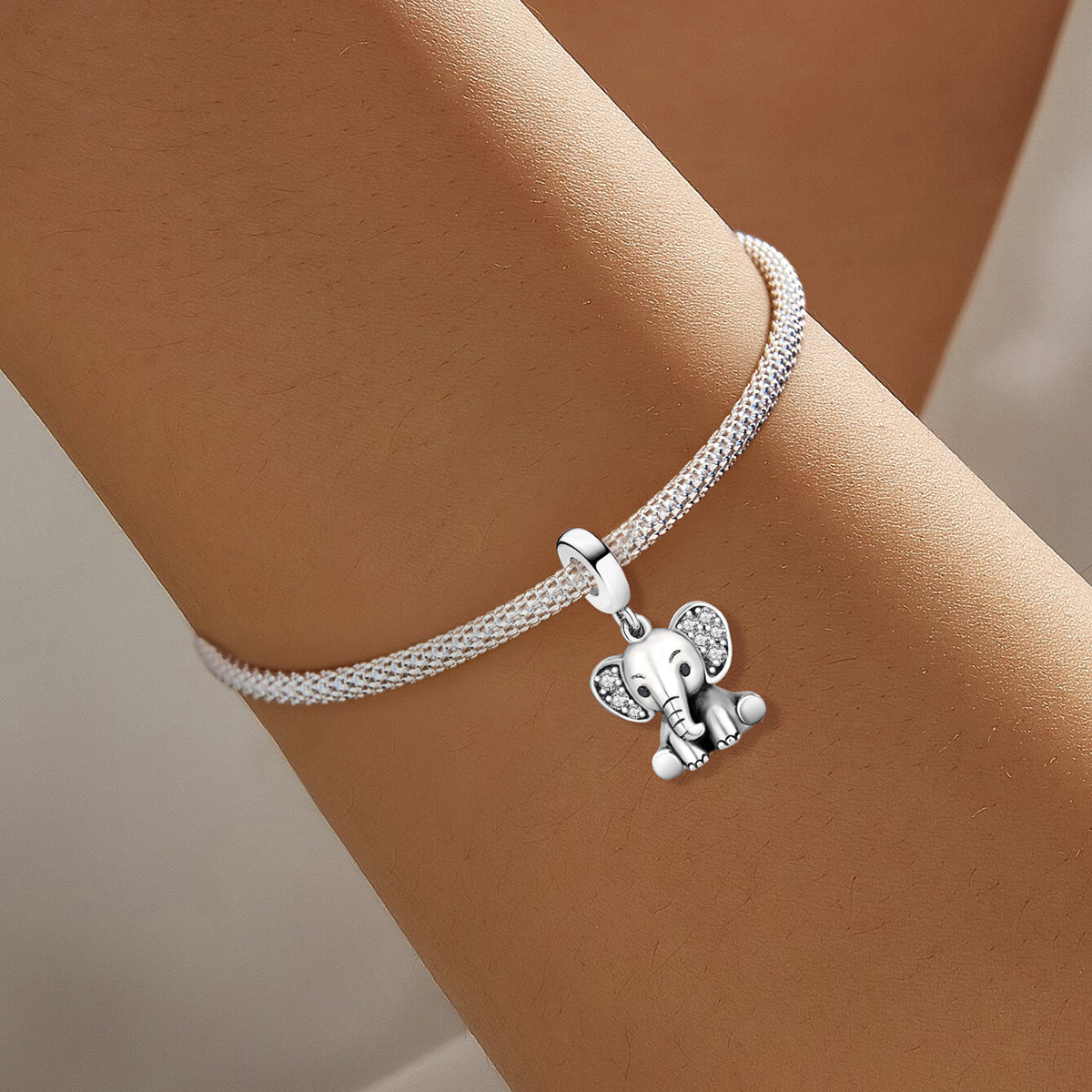 925 Sterling silver elephant charm bead