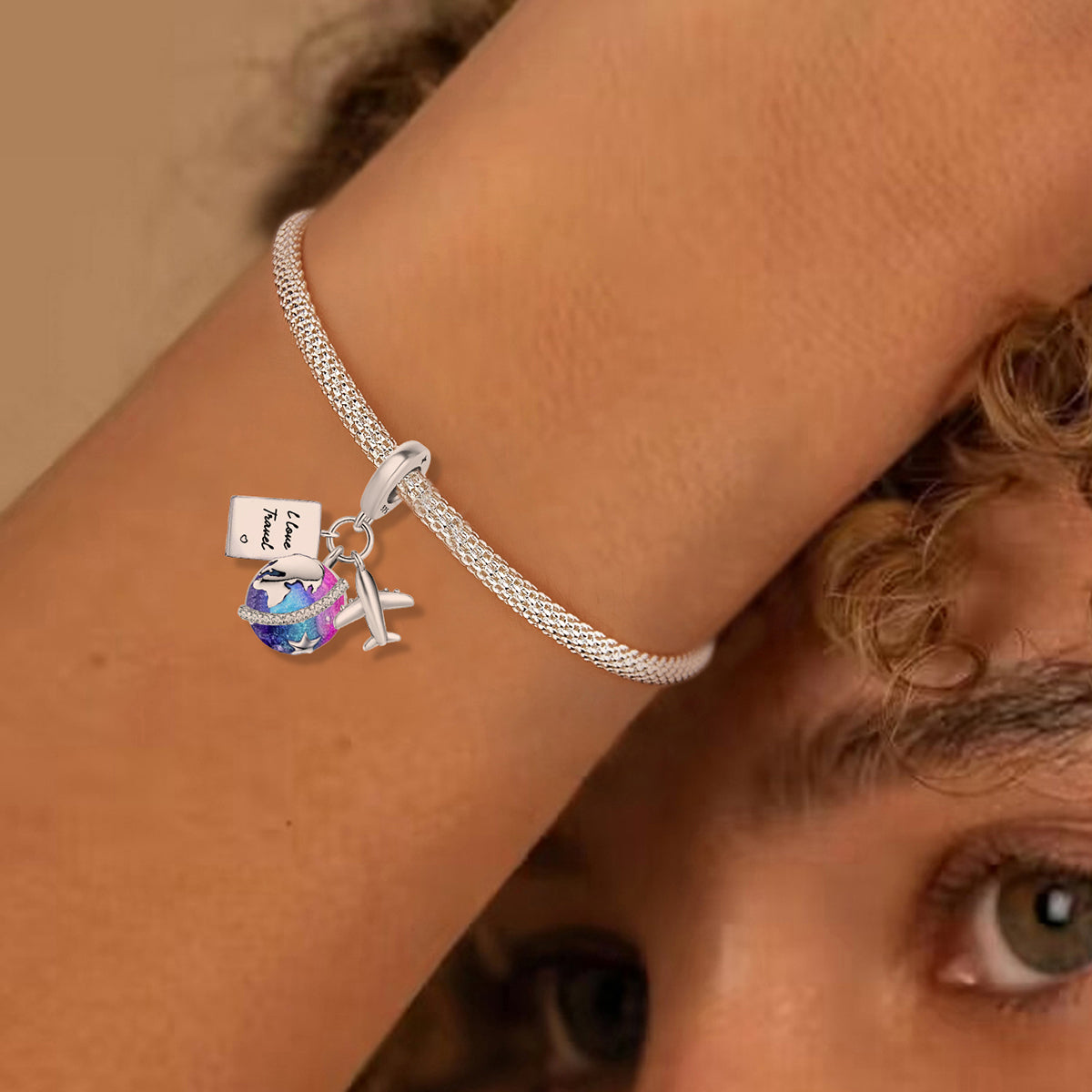 925 Sterling silver airplane charm bead