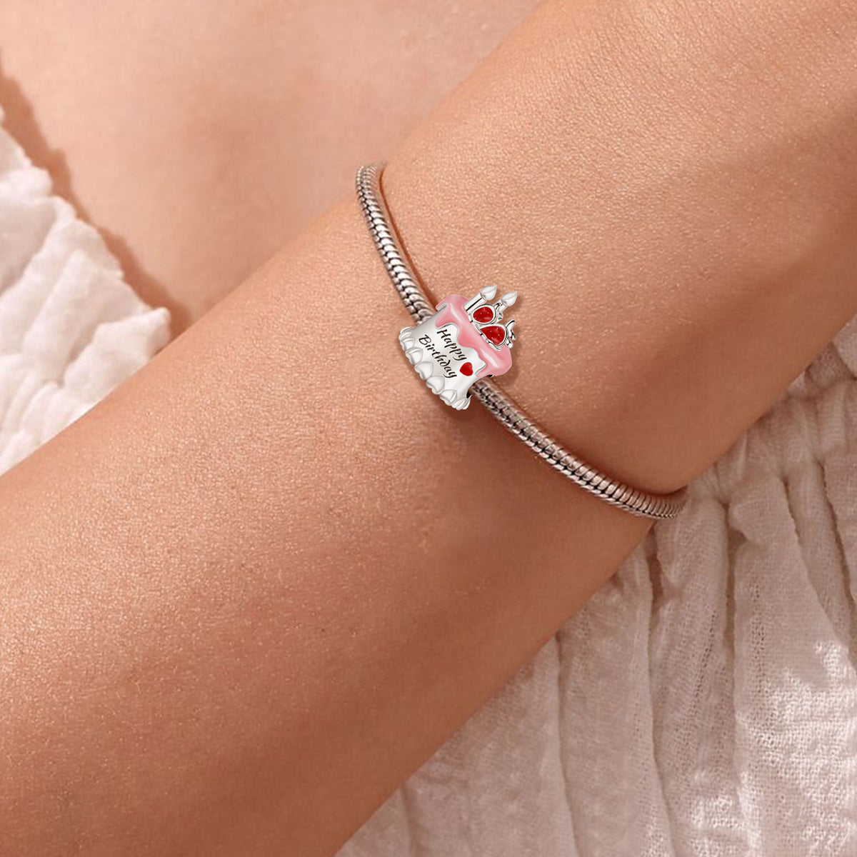 925 Sterling silver cake charm bead