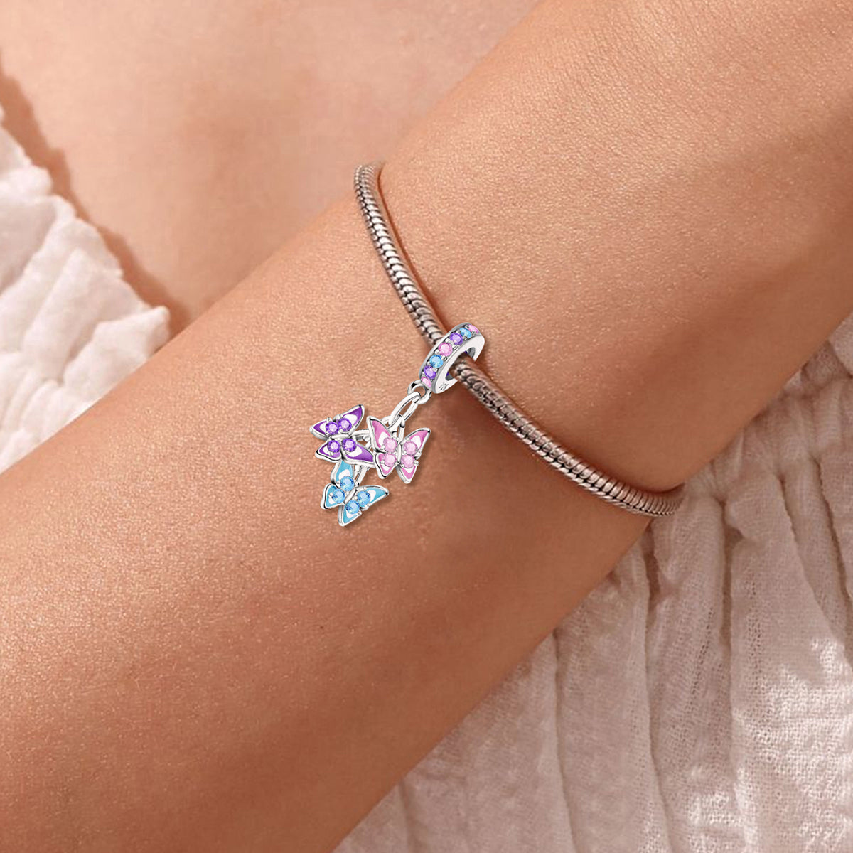 925 Sterling silver butterfly charm bead