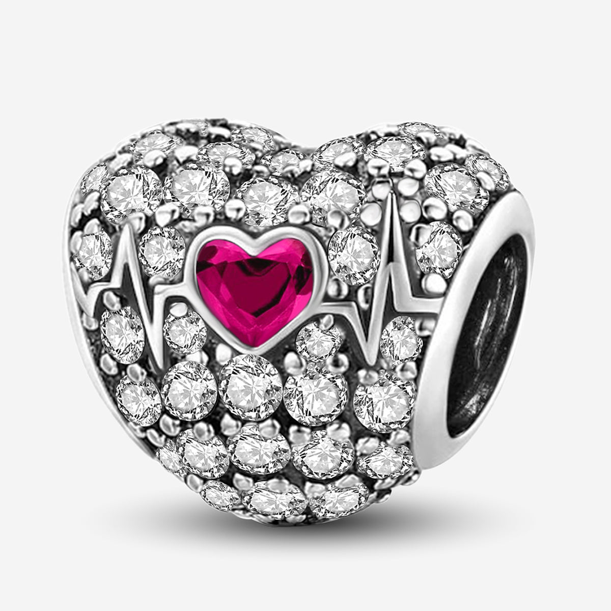 925 Sterling silver heart charm bead