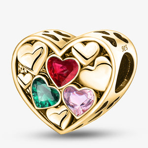 Heart-to-Heart Beads | Gold Base + Colored Zirconia