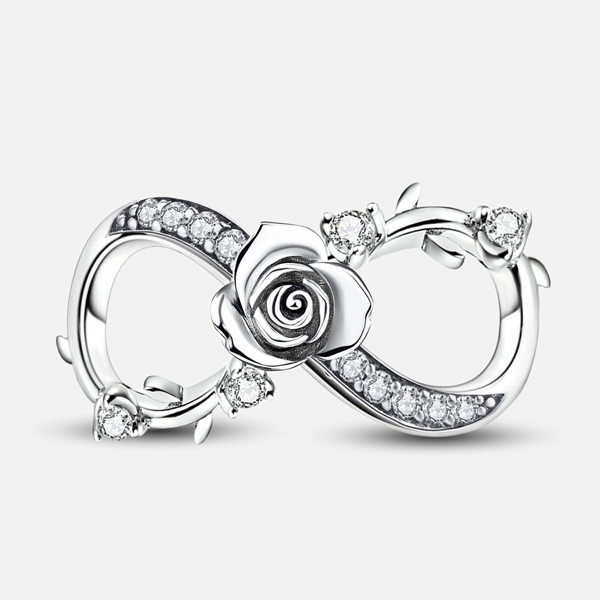 925 Sterling silver rose charm bead