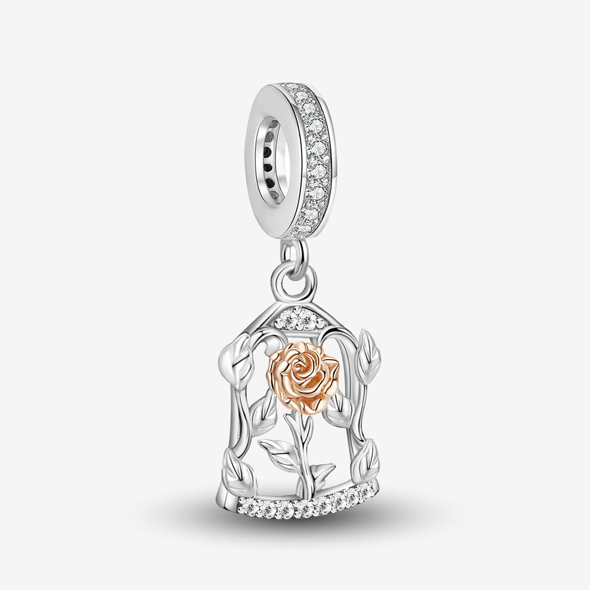 925 Sterling silver rose charm bead