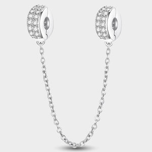 Double-Row Zircon Safety Chain | White Gold and Zircon