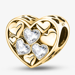 Heart-to-Heart Beads | Gold Base + White Zircon