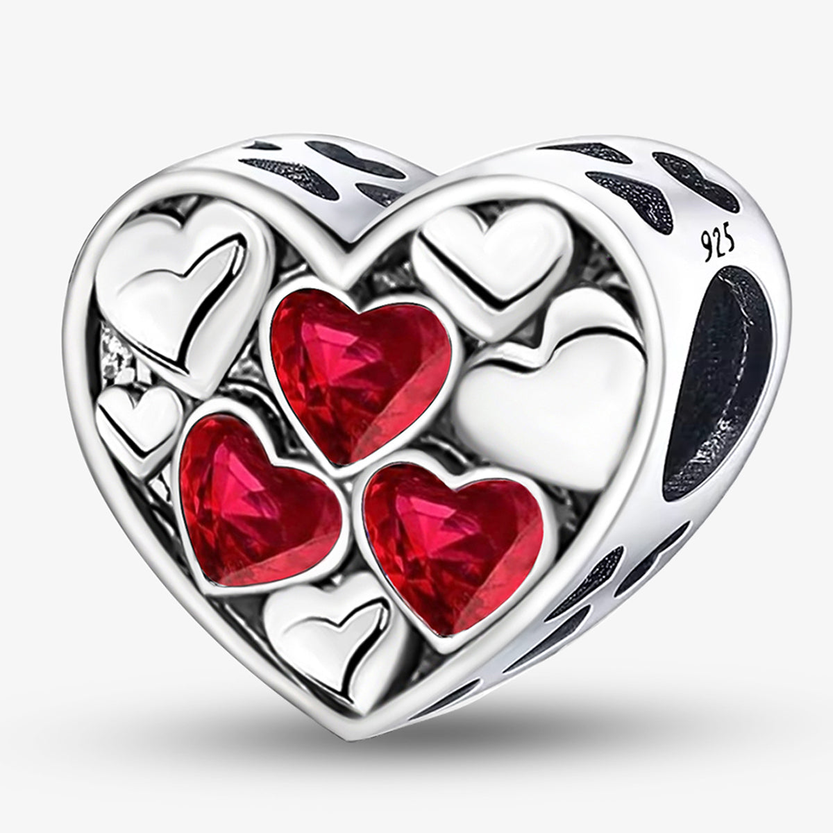 925 Sterling silver heart  charm bead