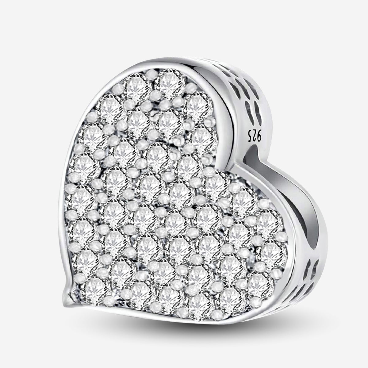 925 Sterling silver heart  charm bead