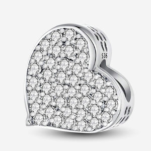 925 Sterling silver heart  charm bead
