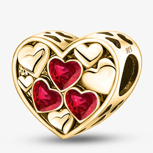 Heart-to-Heart Beads | Electroplated Gold + Dark Garnet Zircon