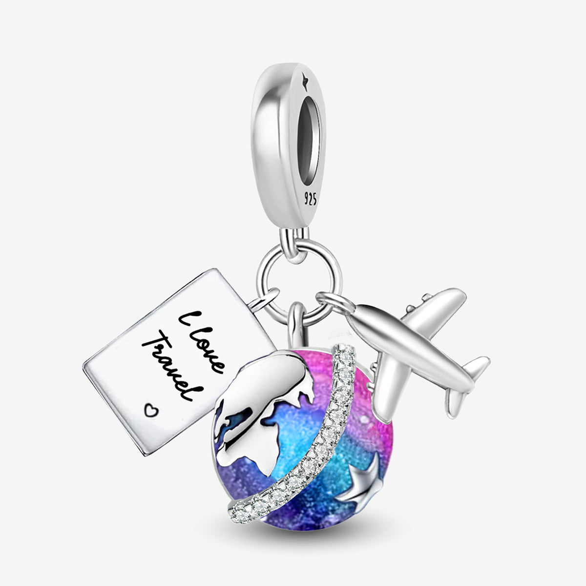925 Sterling silver airplane charm bead