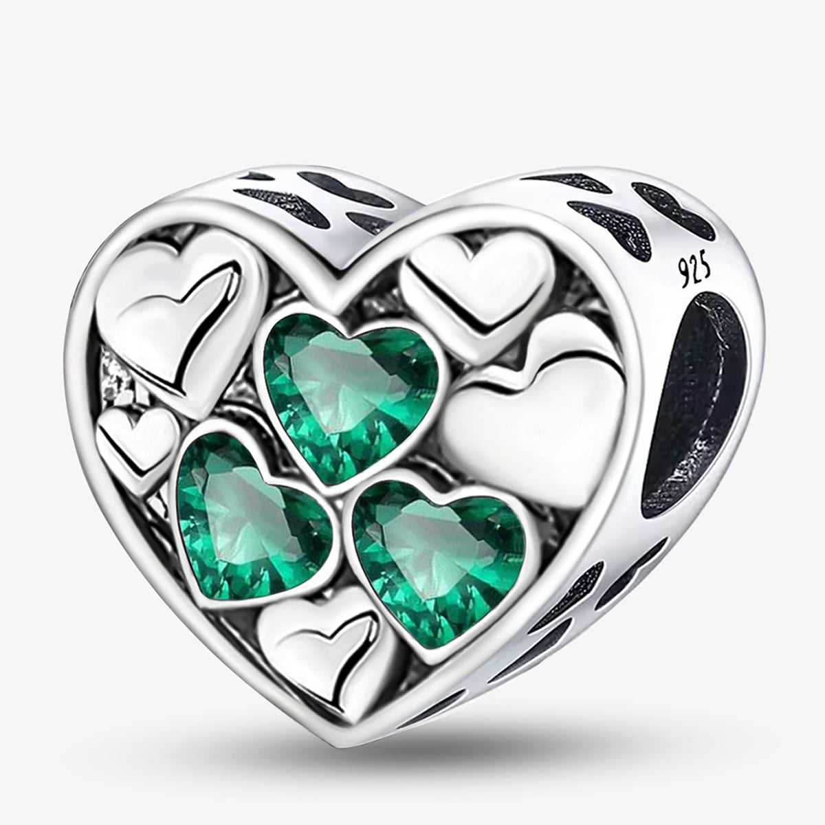 925 Sterling silver heart  charm bead