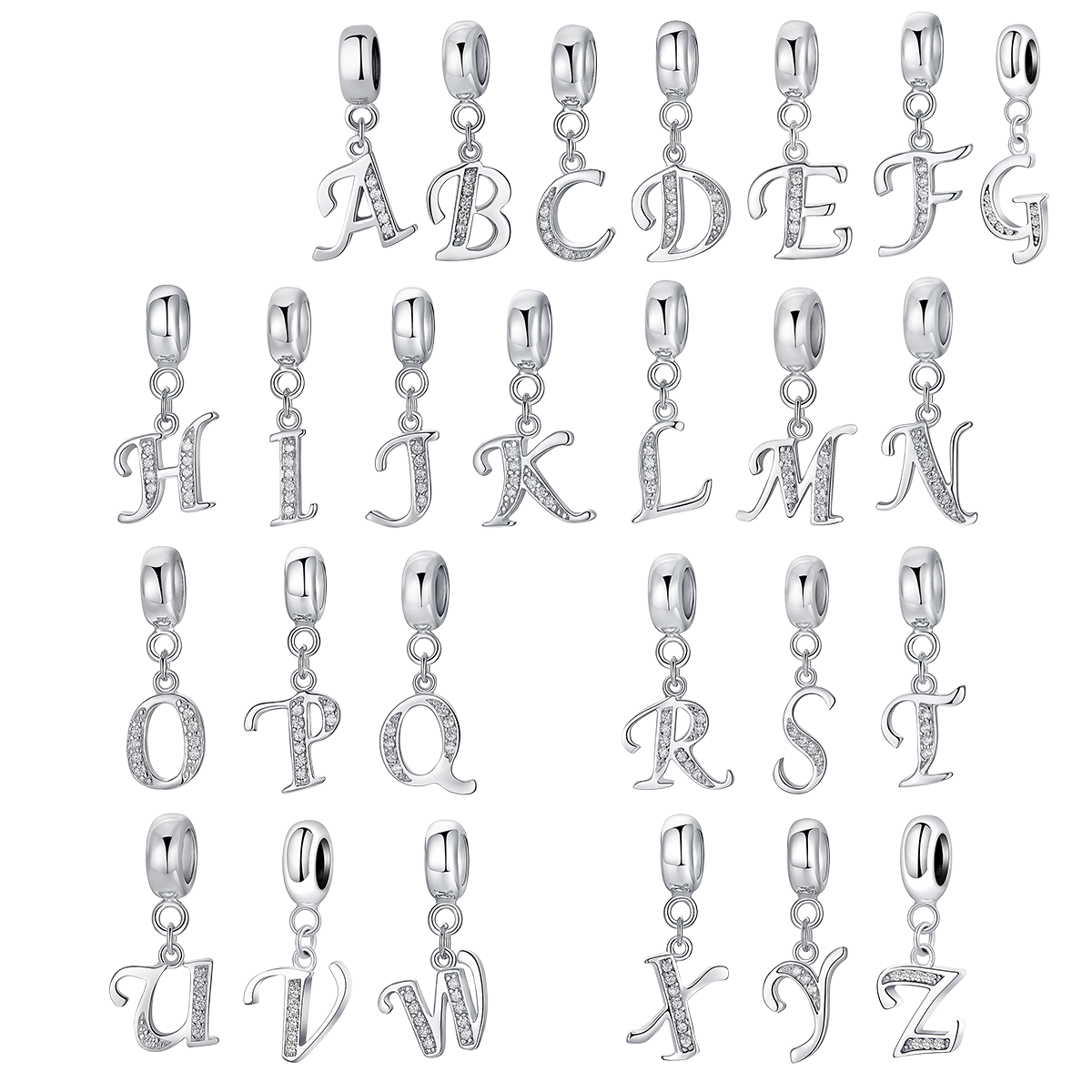 925 Sterling silver letter charm bead