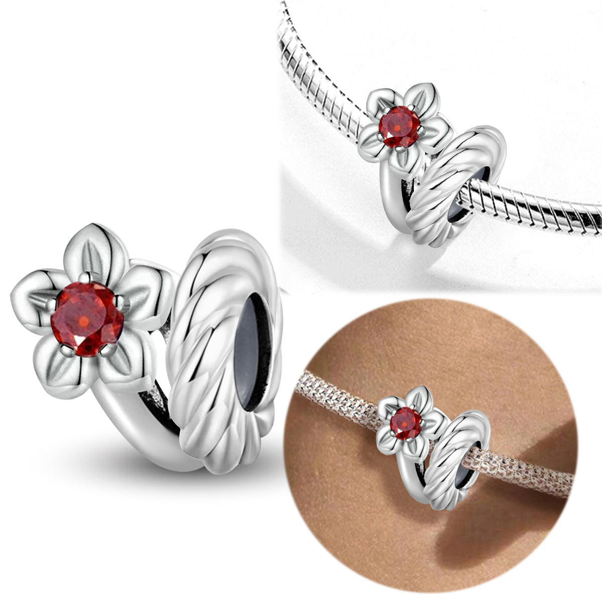 925 Sterling silver flower charm bead