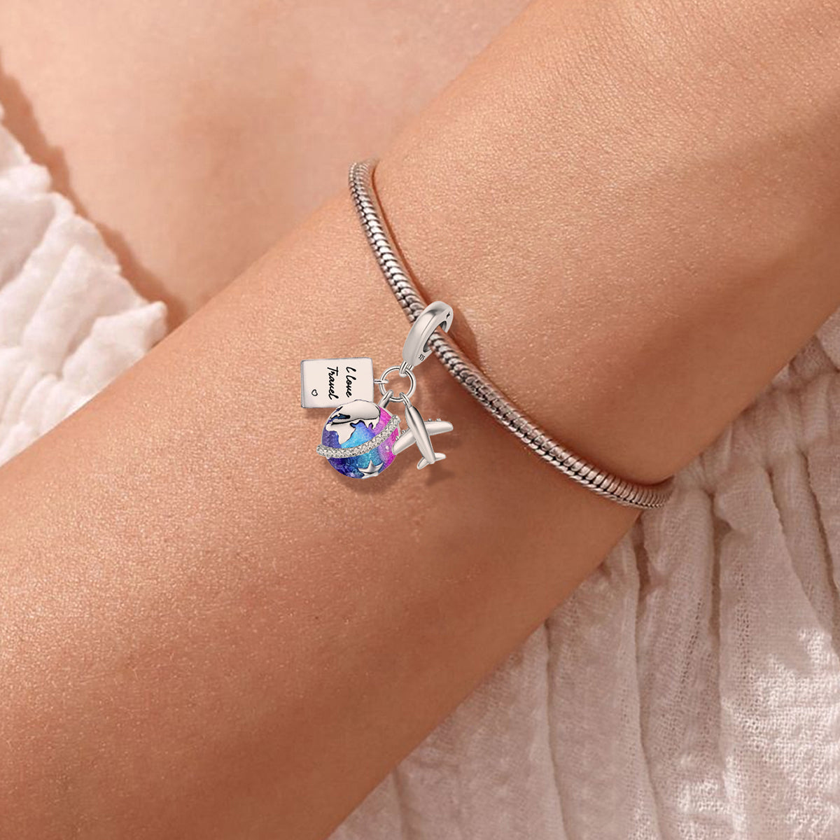 925 Sterling silver airplane charm bead